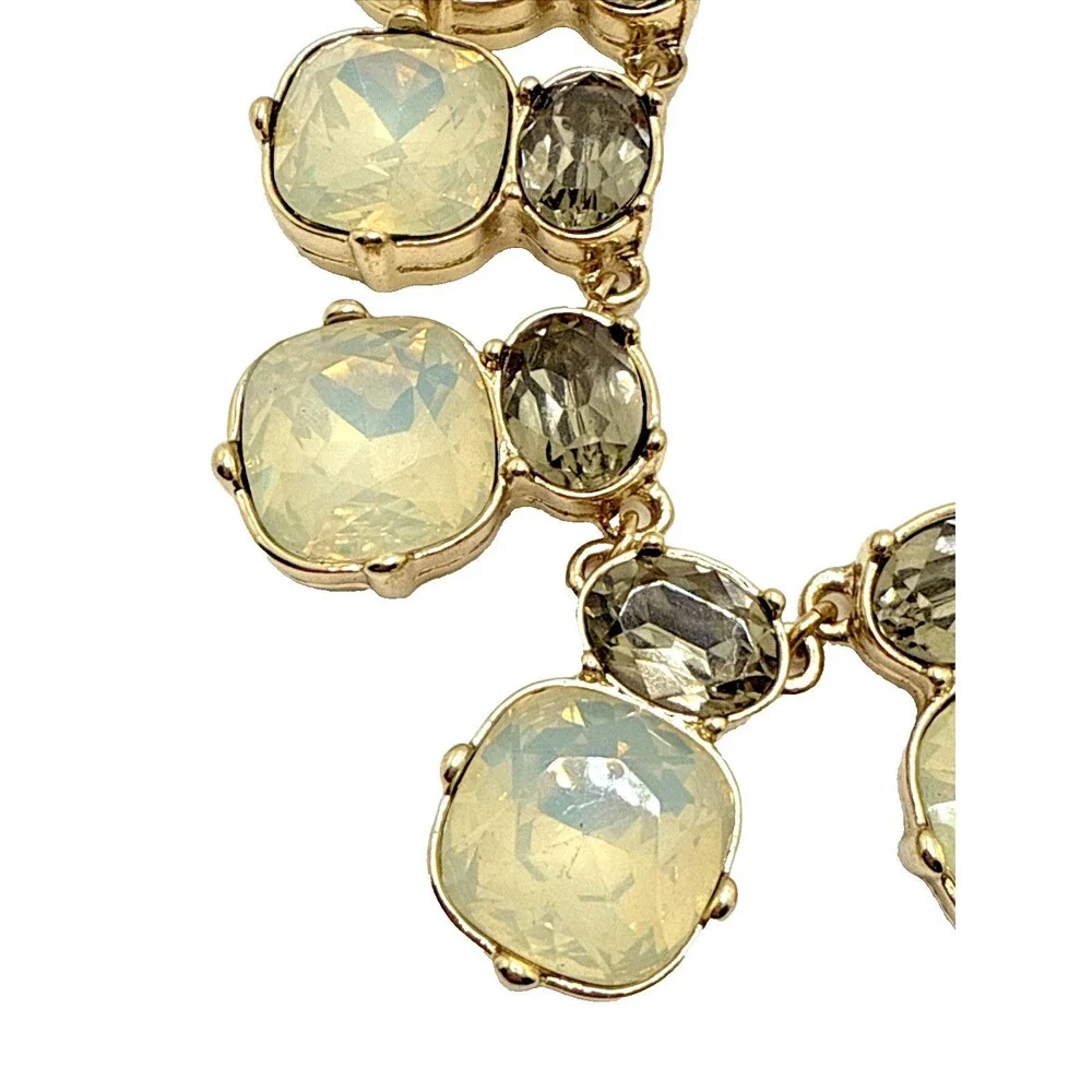 Banana Republic Bib Necklace Gold Tone Faceted Cabochon Statement NWOT 16-19